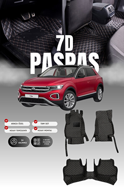 stiloto فولكس فاجن تي-روك (2019 وما بعده) سجادة أرضية للسيارة من الجلد 7D |  ...