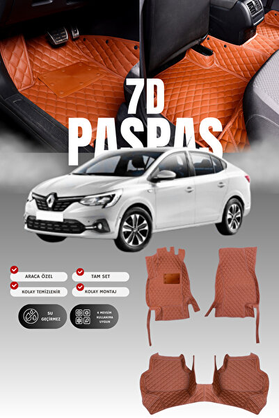 stiloto سجادة أرضية للسيارة من الجلد من نوع 7D لسيارة رينو تيلانت (2021 وما ب...