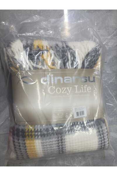 Dinarsu COZY LİFE BATTANİYE GRİ -SARI