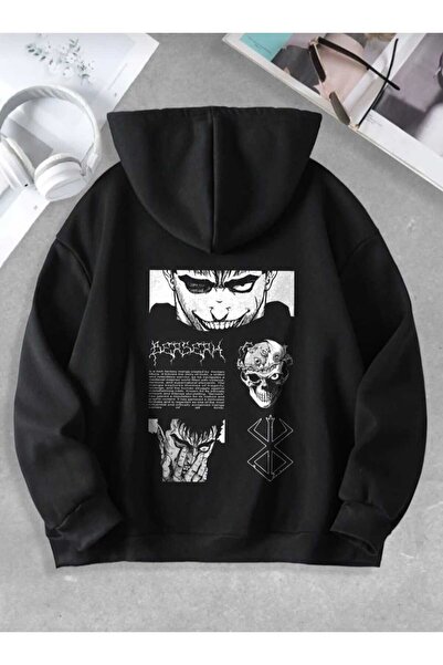 Hunors Sportswear & Company سويت شيرت أنيمي مطبوع للجنسين موديل قطن بغطاء رأس