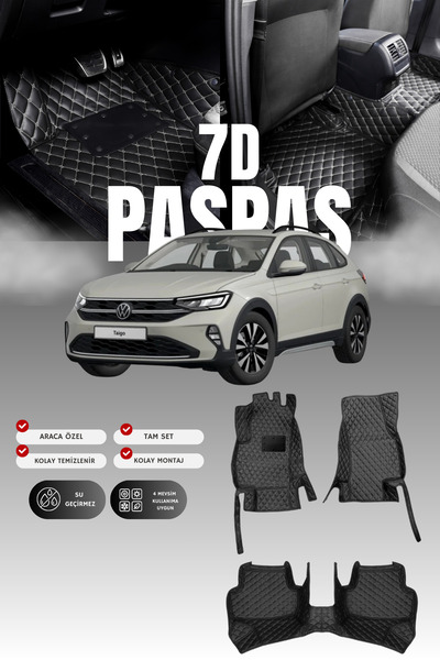 stiloto Volkswagen Taigo (2022 ve sonrası) 7D Deri Havuzlu Oto Paspas | Tam K...