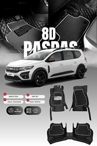 stiloto Dacia Jogger (2021 ve sonrası) 8D Deri Havuzlu Oto Paspas | Tam Korum...