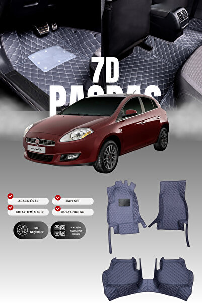 stiloto سجادة أرضية جلدية للسيارة فيات برافو (2007-2014) 7D |   حماية كاملة، ...