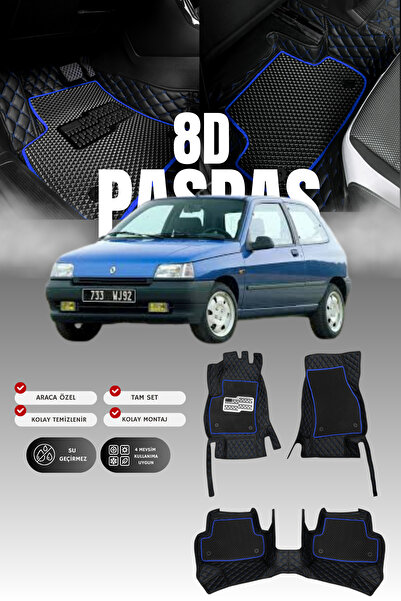 stiloto دواسة سيارة جلدية لرينو كليو 1 هاتشباك (1990-1998) 8D |   حماية كاملة