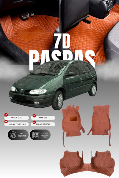 stiloto سجادة أرضية جلدية للسيارة رينو سينيك 1 (1997-2003) 7D |   حماية كاملة...