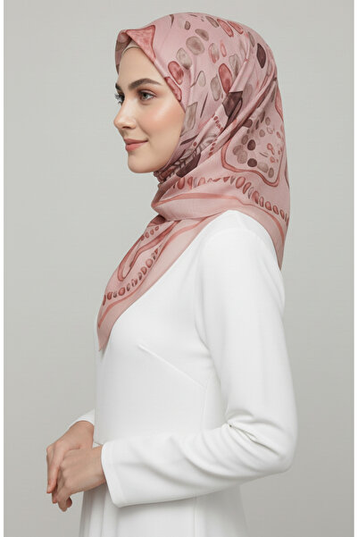 sefamerve Κασκόλ με σχέδιο κεχριμπαρένιο 70326-08 Dusty Rose