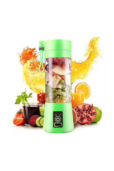 OBSIDION Portable Mini Blender, 2 Blades, 380 ml, Green, USB Rechargeable