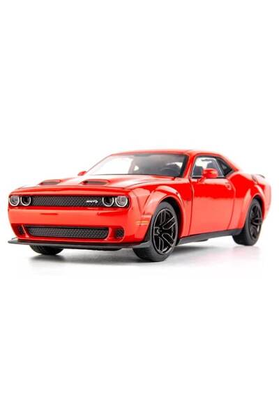 OEM Metal mechanical toy car - Dodge Challenger, 1:32 scale, sounds, opening doors/hood/trunk, red, 15 c