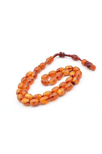 Murty99 Master Crafted Şenalp Model Capsule Cut Orange Squeeze Amber Prayer Beads