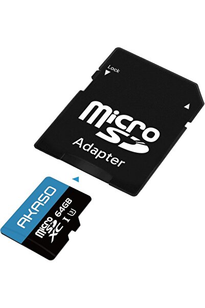 AKASO 64GB microSDXC U3 Memory Card with Adapter, Up to 100MB/s, UHS-I C10