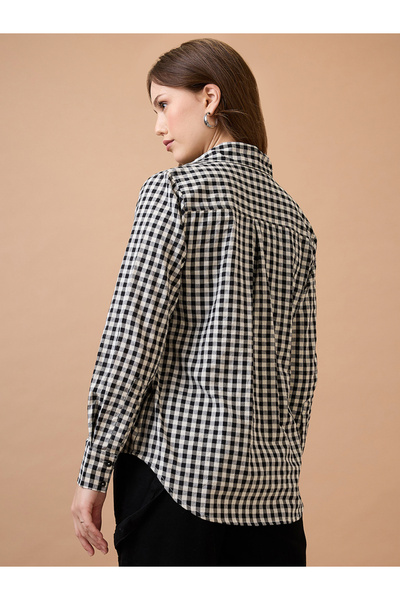 Globus By Styli Women Gingham Print Collared Neck Shirt