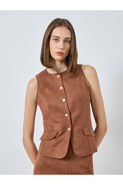 Styli Sleeveless Suede Look Waistcoat