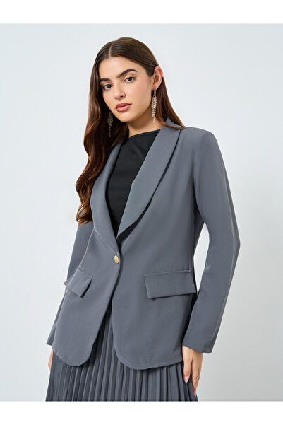 Take Two By Styli Grey Blazer and Pleated Skirt Co-ords