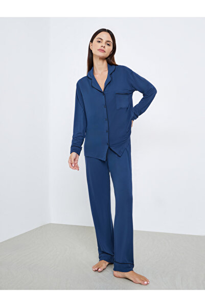 Styli Modal Piped Buttoned Shirt and Pyjama Set