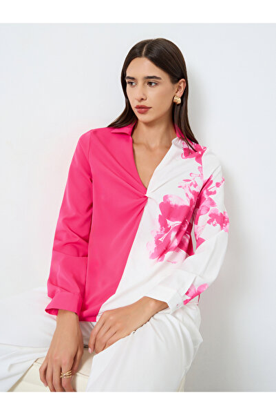 Take Two By Styli Floral Printed Ruffle Front Detail Long Sleeve Top