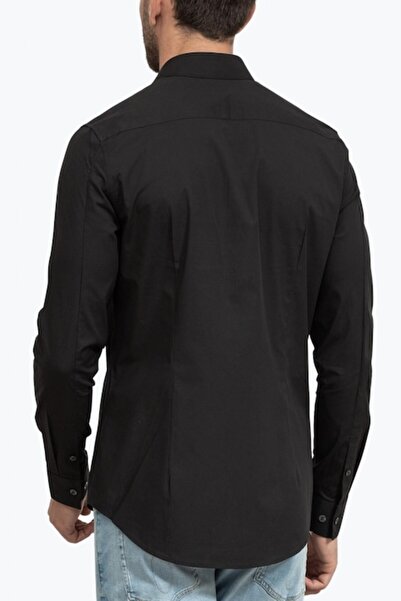 Calvin Klein Jeans logo print slim fit shirt - Black, 2XL (INTL)