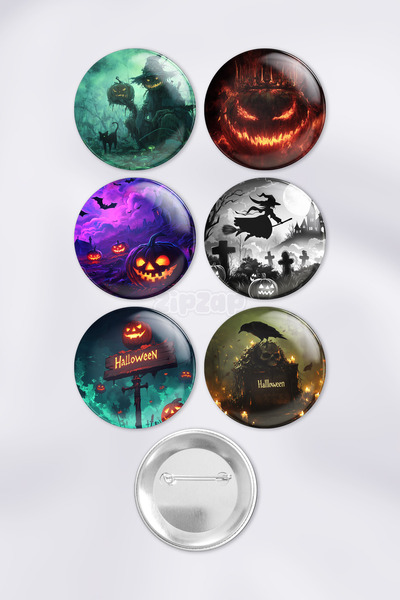 ZipZap مجموعة زينة حقائب الهالوين مع دبابيس وشارات (6 قطع)