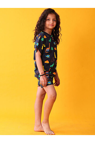 Anthrilo By Styli Kids Dinosaur Print Cotton T-Shirt and Shorts Set