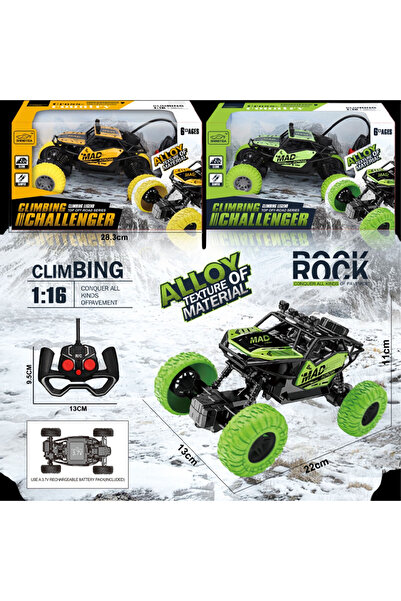 Toysea 1:16 RC Alloy Climbing Car, 4-function rock crawler with rechargeable battery and USB charger