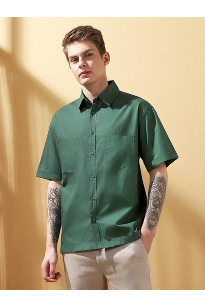 Dennis Lingo By Styli Men Green Spread Collar Casual Shirt