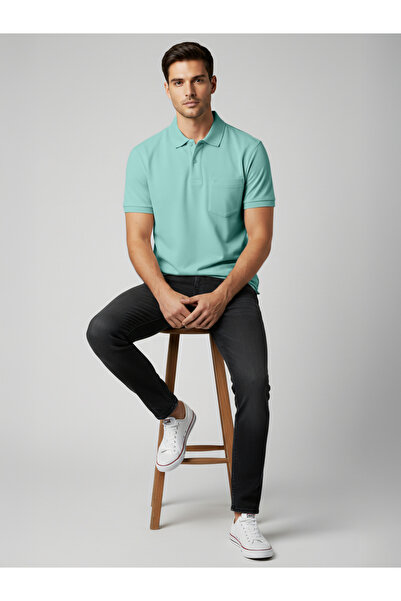 FERVORO By Styli Men Green Cotton Polo with Pocket