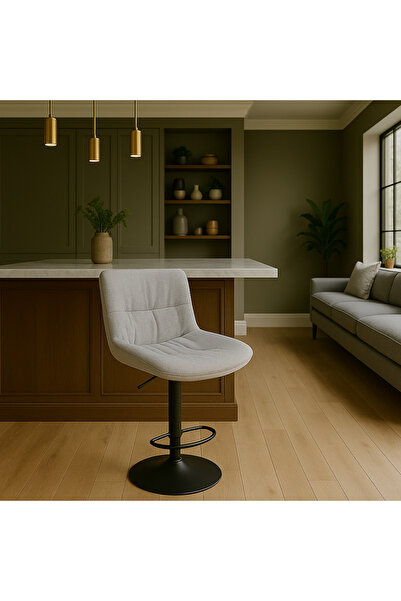 Ebticar Light Grey Premium Fabric Bar Chair – Adjustable Height & Tufted Back