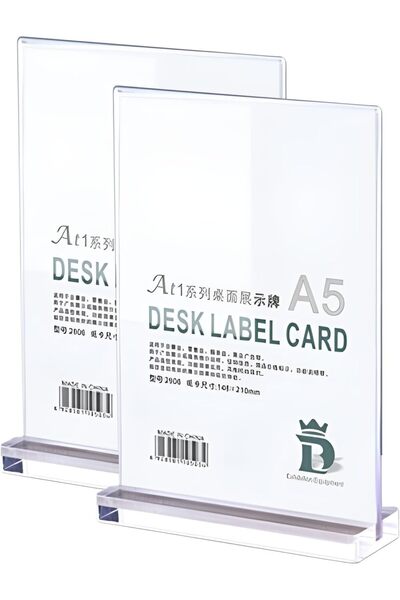 Slasa حامل لافتات أكريليك A6 (4.13 × 5.83 بوصة) قطعتان من حامل العرض على شكل ...