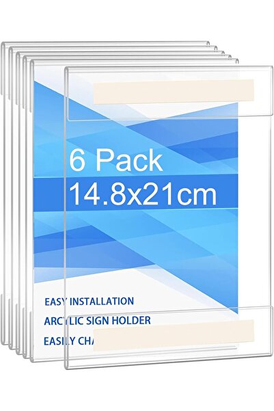 Slasa حامل لافتات حائطي من الأكريليك مقاس A5 (14.8 × 21 سم) 6 قطع حامل عرض حا...