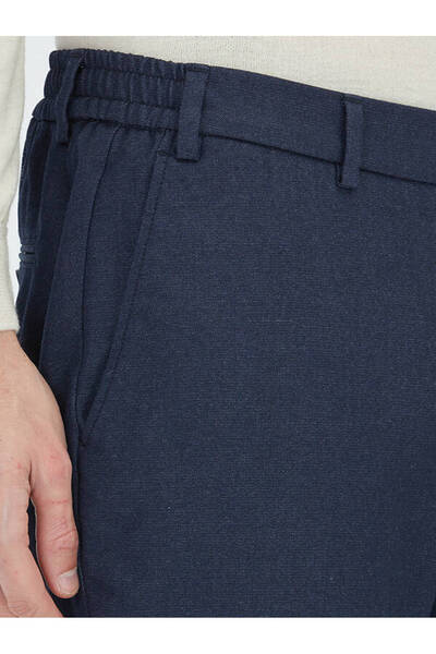 Kip Navy Blue Straight Woven Fitted Fit Classic Trousers