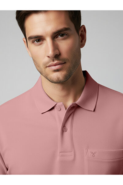 FERVORO By Styli Men Pink Cotton Polo with Pocket