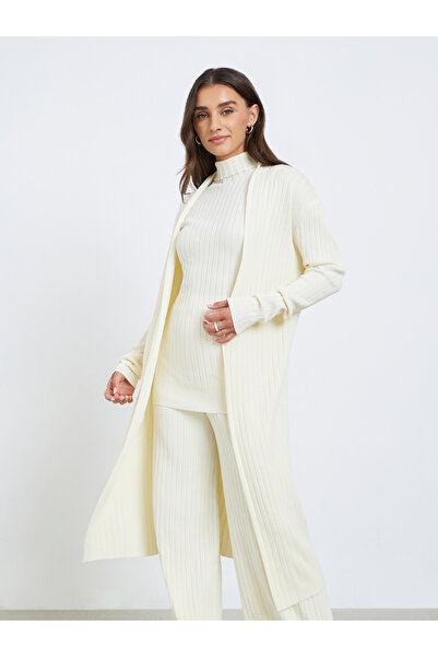 Styli Set of 3 - Ribbed Knit Top, Cardigan and Pants