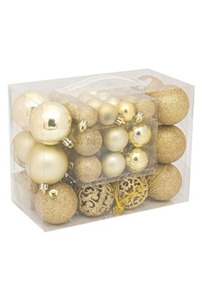 AB HOMES Set Globuri de Crăciun, Auriu, Pachet Economic, 3–4–6 cm, Mix Mat/St...