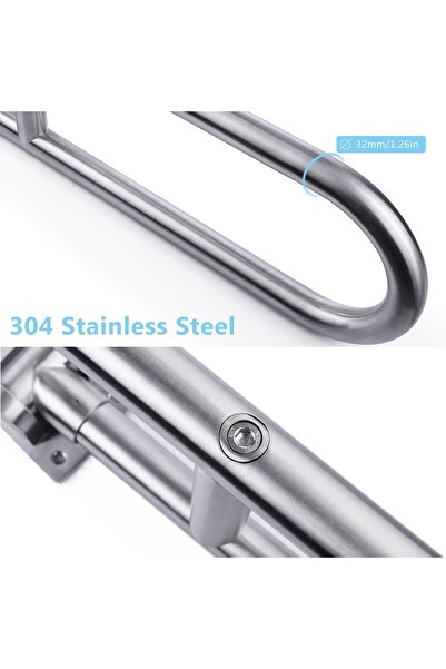 unkown 23.6-inch Stainless Steel Toilet Grab Bar — Foldable Support Handle for Elderly & Disabled