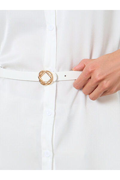 Take Two By Styli Women Solid Belted Lantern Sleeve Shirt