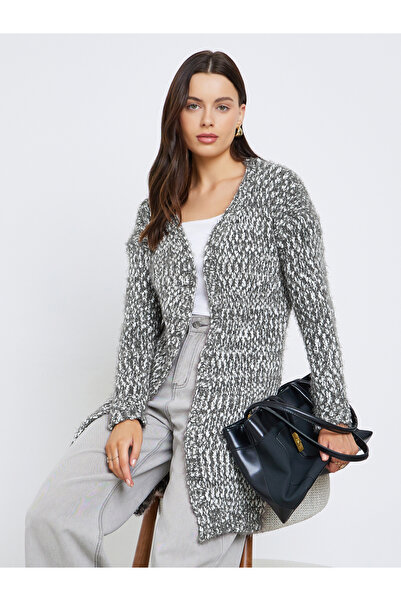 Styli Grey Multi Yarn Midi Cardigan