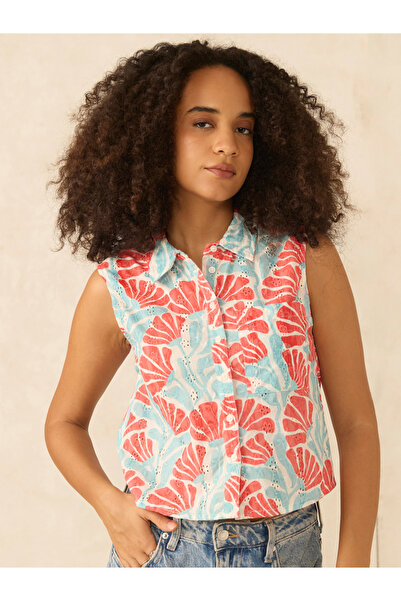 Outzidr By Styli Multi Sleeveless Crop Schiffli Shirt