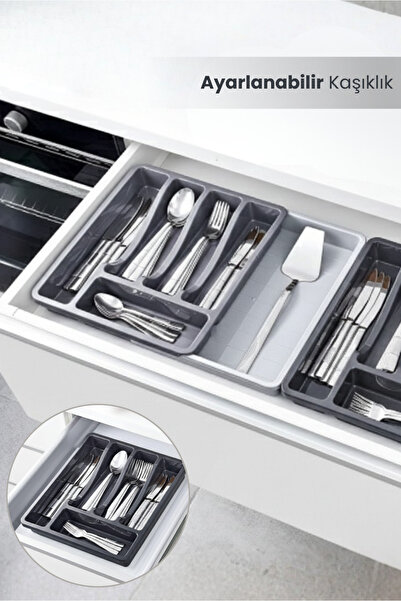 Orvila Adjustable Drawer Cutlery Organizer Expandable Spoon Holder Organizer
