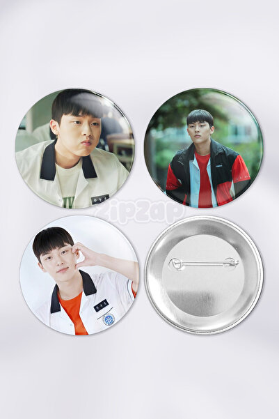 ZipZap مجموعة شارات زينة للحقائب بتصميم أبطال ضعفاء (تشوي هيون ووك) (3 قطع)