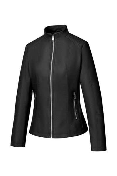 Take Two By Styli Black Faux Leather Biker Jacket