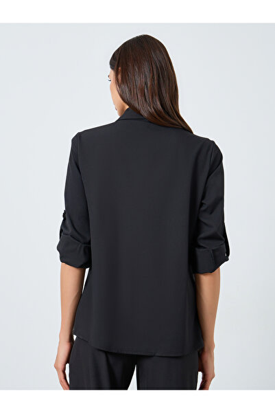 Take Two By Styli Black Sequin Panel Shirt with Pocket