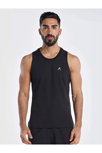 Wizard By Styli Men Black Vent Wizardry Solid Round Neck Tank T-Shirt