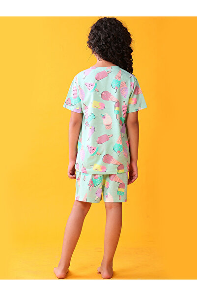 Anthrilo By Styli Girls Ice Cream Print Cotton T-Shirt and Shorts Set