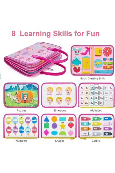 Genericc Kncevren Montessori Felt Activity Board Quiet Book for Girls (3+ yrs), Portable
