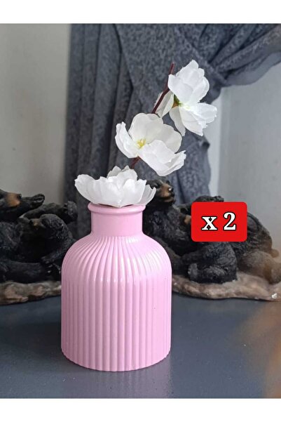 E.M.S AVM 2 Pieces Vase Striped Vase Pampas Vase Artificial and Dry Flower Va...