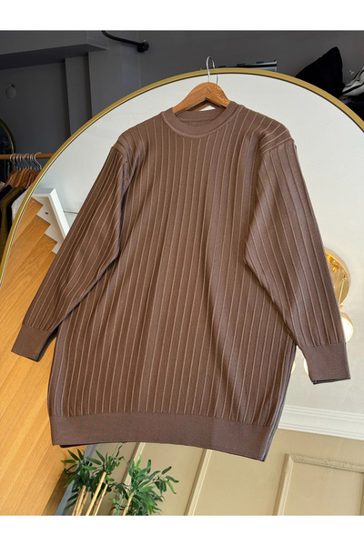 PALMİYE GİYİM Kadın Tesettür Merserize Tunik-Kahverengi