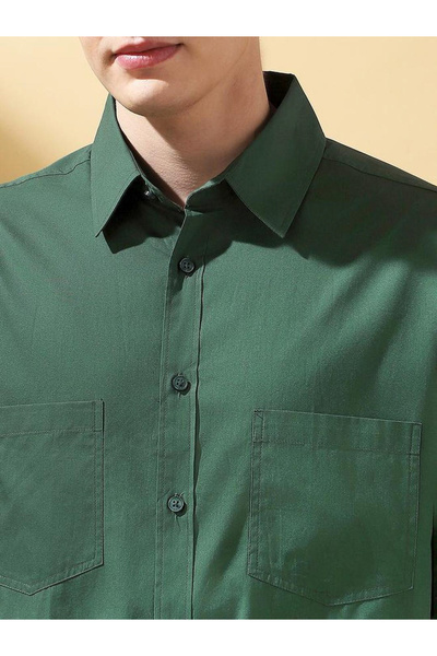 Dennis Lingo By Styli Men Green Spread Collar Casual Shirt