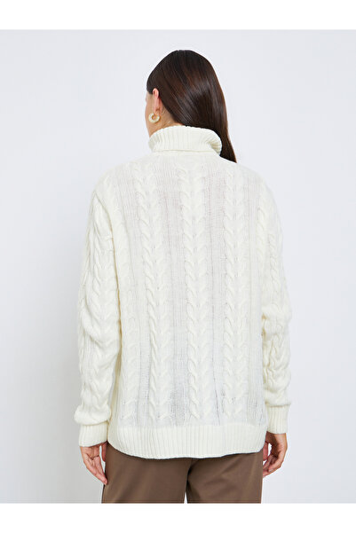 Styli Off White Cable Knit Roll Neck Sweater