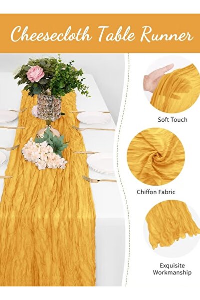 Generic Table Runner 90 x 400cm Cheesecloth Table Runner Table Cover Romantic Table Decor Centerpieces