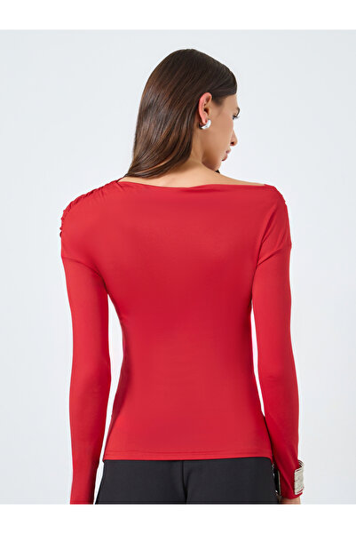 Take Two By Styli Solid Irregular Neck Long Sleeve One-Shoulder Top