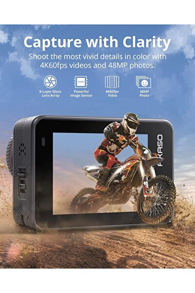 AKASO Brave 8 4K60FPS Action Camera, 48MP, Touch Screen, Waterproof